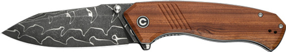 CIVIVI KNIFE PLACOID 3.67"WOOD/DIMASCUS BLADE LINER LOCK C23079DS1