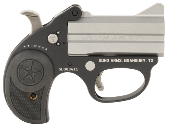Bond Arms BASL Stinger  38 Special 2rd Shot 3" Matte Stainless Anodized Aluminum Frame, Black Rubber Grips 151518