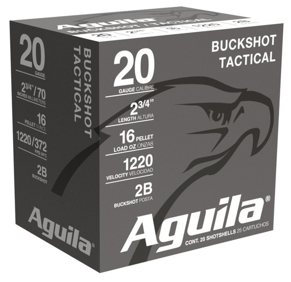 AGU BUCKSHOT 20GA 2.75 1OZ 2BUCK 25/10 AGU 1C2002BA