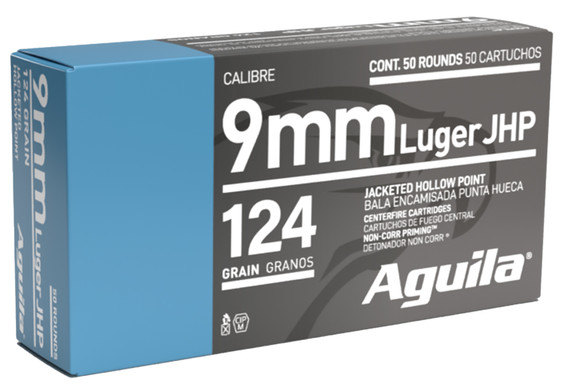 AGU 9MM 124GR JHP 50/10  AGU 1E092125