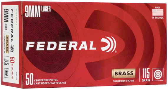 FED CHAMPION BRASS CASE 9MM 115GR FMJ 50/20 FED WM5199