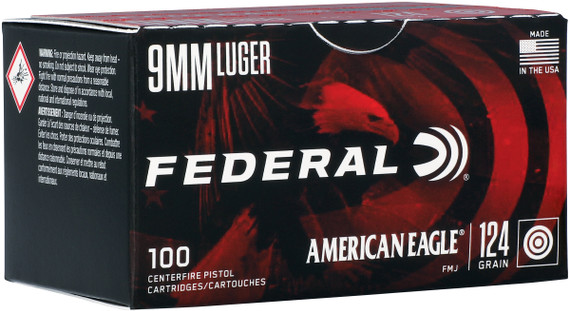 FED AMERICAN EAGLE 9MM 124GR FMJ 100/5 FED AE9AP100