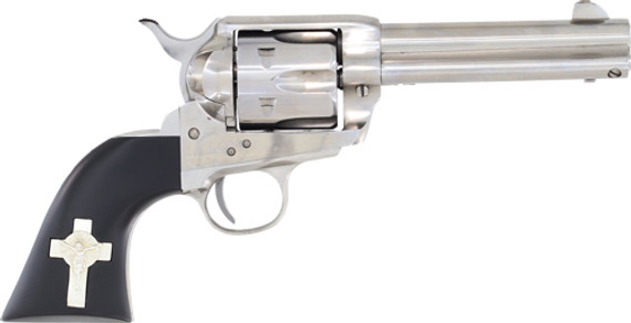 CIMARRON HOLY SMOKER 357MAG FS</br>4.75" WHITE/SILVER CROSS BLACK GPP300WSCI01BG