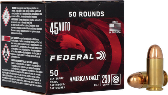 FEDERAL AE 45 ACP 230GR FMJ50RD 10BX/CS AE45A50