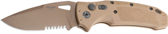 HOGUE K320A M17 3.5" AUTO FLDRDROP POINT BLADE POLY TAN 36333H