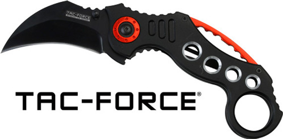 MC TAC-FORCE 2.5" HAWKBILL</br>BLADE FOLDER BLACK/RED TF578BK