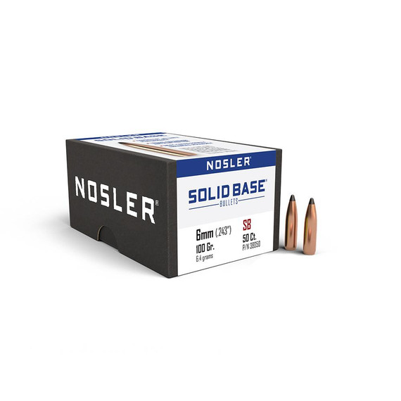 Nosler Solid Base Rifle Bullets 6mm .243" 100 gr 50/ct NO38050