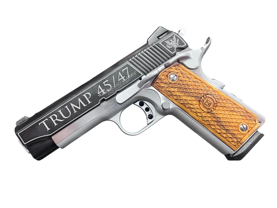 AMERICAN CLASSIC COMMANDER 1911 45ACP 4.25" TRUMP 45/47 CHROME/BLACK 8RD TRIS85622-TRUMP