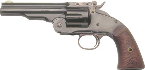 CIMARRON NO.3 SCHOFIELD 38SPC</br>5" FS BLUED WALNUT GCA858