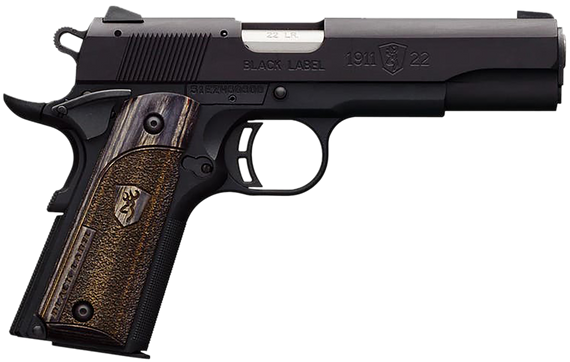Browning 051814490 1911-22 Black Label Full Size Frame 22 LR 10+1, 4.25" Stainless Steel Barrel, Matte Black Serrated Slide & Polymer Frame w/Beavertail 96639