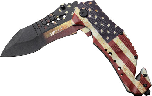 MC MTECH 3.75" DROP POINTFOLDER W/CUTTER US FLAG/SS MTA845F