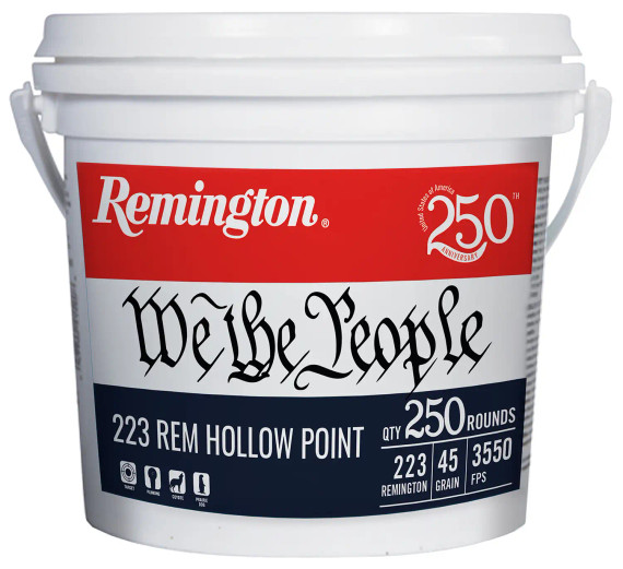 REMINGTON 223 REM 55GR FMJ 250 RND WE THE PEOPLE BUCKET 250TH 250RD/BX 4BX/CS O17_REMI21388