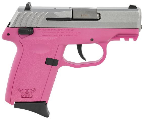 SCCY Industries CPX1TTPKG3 CPX-1 Gen3 9mm Luger Caliber with 3.10" Barrel, 10+1 Capacity, Pink Finish Picatinny Rail Frame, Serrated Stainless Steel Slide & Polymer Grip 144523