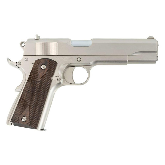 SDS Imports 1911 A1 Stakeout Handgun 9mm Luger/.38 Super Combo 9rd Magazine 5" Barrel Nickel with Walnut Grips SD10100562