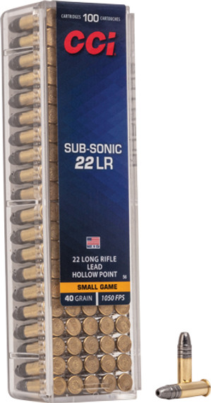 CCI SUBSONIC 22LR 40GR LEAD-HP1050FPS 100RD 50BX/CS A0056