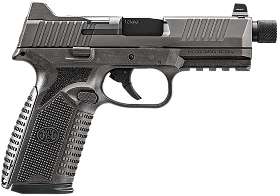 FN 66-101952 510 Tactical 10mm 22+1 4.71" Black Steel Threaded Barrel, Gray PVD Optic Cut/Serrated Stainless Steel Slide & Polymer Frame w/Picatinny Rail, Interchangeable Backstrap Grip 172913