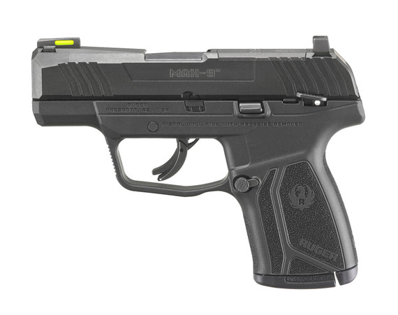 Ruger Max-9 Optic Ready Handgun 9mm Luger 10rd Magazine 3.2" Barrel Fiber Optic Sights Black Grip UR3501