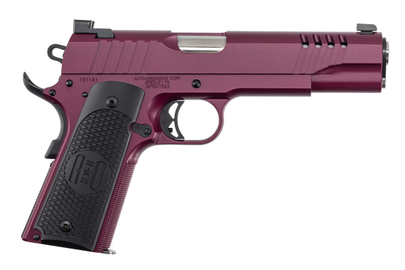Auto-Ordnance 1911TCAC9 1911  45 ACP 7+1 5" Stainless Steel Barrel, Serrated Stainless Steel Slide, Black Cherry Cerakote Steel Frame w/Beavertail, Armor Black Cerakote Engraved Aluminum Grip 160663