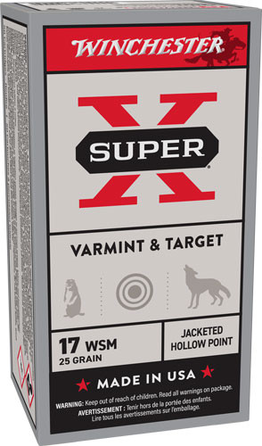 WINCHESTER SUPER-X 17 WSM25GR JHP 50RD 10BX/CS AX17W25