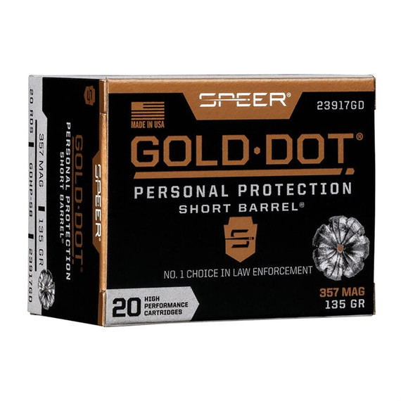 357 MAGNUM 135GR GOLD DOT HOLLOW POINT SHORT BBL 20/BOX 105001233