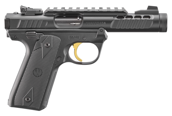 Ruger 43956 Mark IV 22/45 Lite 22 LR 10+1 4.40" Stainless Threaded Barrel, Black Anodized Serrated Slide w/Picatinny, Black Anodized Polymer Frame, Black Checkered 1911-Style Grip 174475