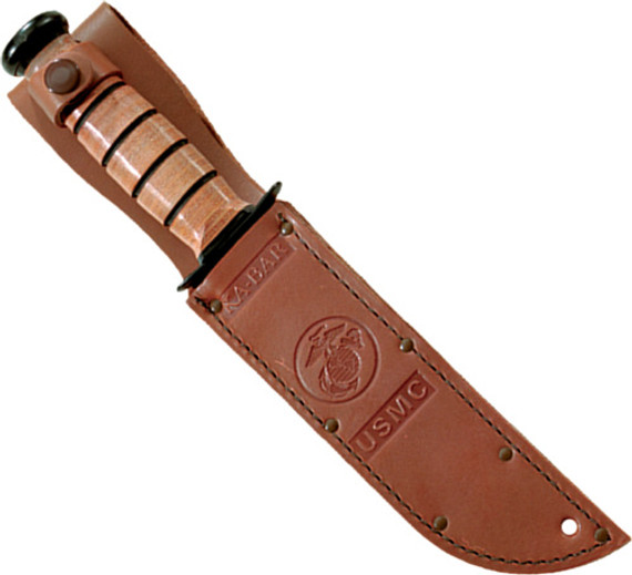 KA-BAR FIGHTING/UTILITY KNIFE7" SRRTD W/LEATHER SHEATH USMC K1218