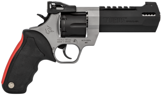 Taurus 2440055RH Raging Hunter  44 Rem Mag 6rd 5.12" Matte Black Oxide Cylinder & Barrel Matte Stainless Steel Frame Black Rubber with Integrated Red Cushion Insert  Grip 112909