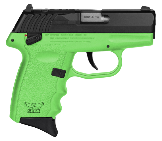 SCCY Industries CPX4CBLGRDRG3 CPX-4 RD 380 ACP 10+1 2.96" Lime Green Polymer/Serrated Black Nitride Stainless Steel Slide/Finger Grooved Lime Green Polymer Grip 144660