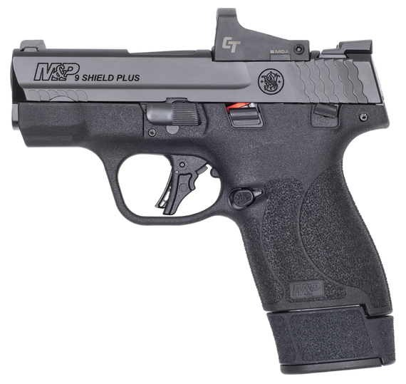 Smith & Wesson 14398 M&P9 Shield Plus 9mm Luger 10+1/15+1 3.10" Stainless Black Armornite Barrel/Slide Black Slim Textured Grip 172344