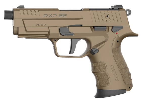 Retay USA RXP22FDE13TH RXP  22 LR 13+1 4" Black Threaded Barrel, Flat Dark Earth Cerakote RMR/RMSc Optic Ready/Serrated Slide, Flat Dark Earth Cerakote Polymer Frame w/Accessory Rail, Textured Grip 175516