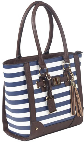 BULLDOG CONCEALED CARRY PURSE</br>TOTE STYLE NAVY STRIPE BDP050