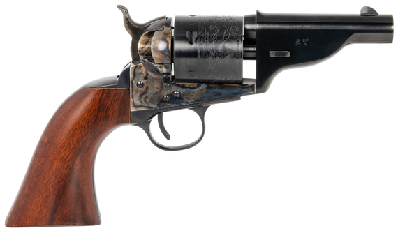 Taylors & Company 550957 The Hickok Open-Top 45 Colt (LC) Caliber with 3.50" Blued Finish Barrel, 6rd Capacity Blued Finish Cylinder, Color Case Hardened Finish Steel Frame & Walnut Army Size Grip 139578