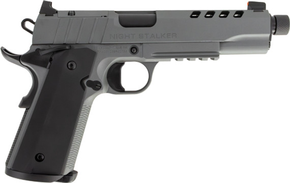 TISAS 1911 NIGHT STALKER 9MM</br>5" THREADED BBL 9RD BLACK/GREY G10100557