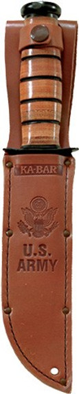KA-BAR FIGHTING/UTILITY KNIFE</br>7" W/LEATHER SHEATH US ARMY K1220