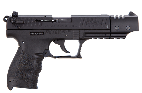 Walther Arms 5120334 P22 Target *CA Compliant 22 LR Caliber with 5" Barrel, 10+1 Capacity, Black Finish Picatinny Rail Frame, Serrated Matte Black Tenifer Steel Slide & Interchangeable Backstrap Grip 89504