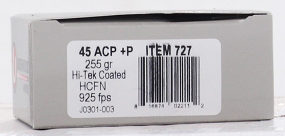 UNDERWOOD 45 ACP+P 255GRCAST FLAT NOSE 20RD 10BX/CS A727