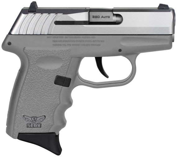 SCCY Industries CPX-3TTSG CPX-3  Sub-Compact Frame 380 ACP 10+1, 3.10" Stainless Quadlock Barrel, Serrated Stainless Steel Slide, Sniper Gray Polymer Frame w/Finger Grooves, No Safety, Right Hand 144566
