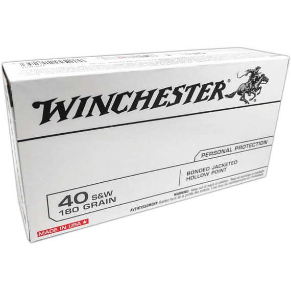 WINCHESTER AMMO 40S&W 180GR. JHP BONDED 50/BX 250209483