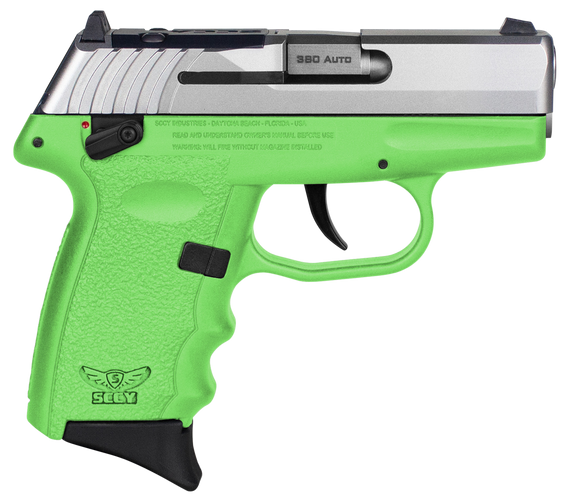 SCCY Industries CPX4TTLGRDRG3 CPX-4 RD 380 ACP 10+1 2.96" Lime Green Polymer/Serrated Stainless Steel Slide/Finger Grooved Lime Green Polymer Grip 144670