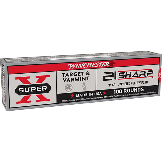 SUPER-X 21 SHARP 34GR JACKETED HOLLOW POINT 100/BOX 430111868
