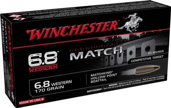 WINCHESTER MATCH 6.8 WESTERN170GR BTHP 20RD 10BX/CS AS68WM