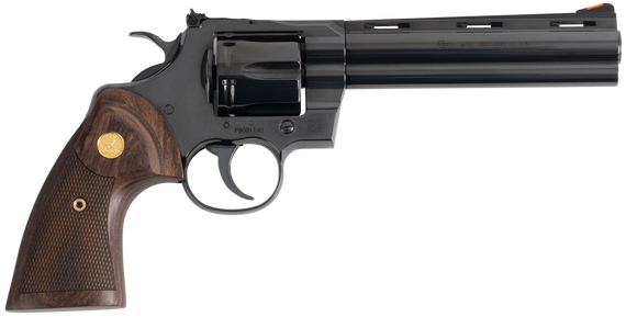 Colt Mfg PYTHONBP6WTS Python Target 357 Mag/38 Special 6 Shot 6" Matte Black Carbon Steel Recessed Target Vent Rib Barrel, Cylinder & Frame, Walnut w/Medallion Grip, Exposed Hammer 161496