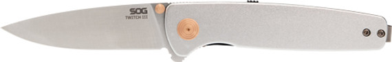 SOG KNIFE TWITCH III 3.1" SPRGASST POLISHED SATIN/ROSE GOLD! SOG11150243