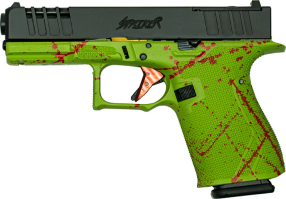 GLFA 19 STRIKER 9MM 4" 15 SHOTBLK SLIDE SPLATER ZOMBIE FRAME GL19SZOM