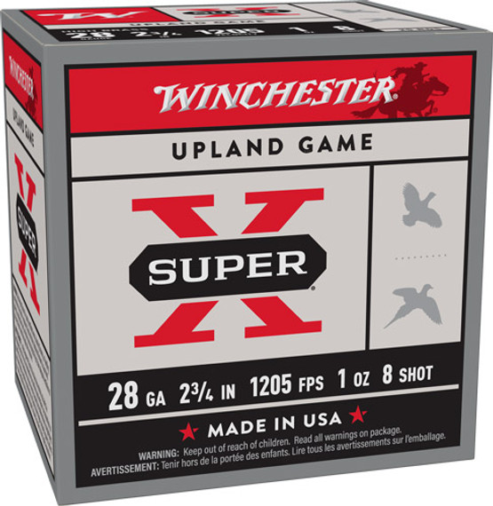 WINCHESTER SUPER-X 28GA 2.75"1OZ #8 1205FPS 25RD 10BX/CS AX28H8