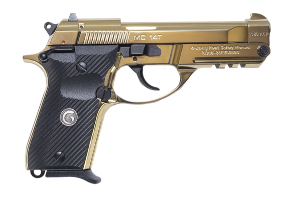 Girsan 390870 MC 14T Solution Compact Frame 380 ACP 13+1 4.50" Gold Plated PVD Steel Tip-Up Barrel, Gold Plated Serrated Steel Slide, Gold Plated Aluminum Frame w/Picatinny Rail, Black Polymer Grip 177053 Girsan 390870 MC 14T Solution Compact Frame 380 ACP 13+1 4.50" Gold Plated PVD Steel Tip-Up Barrel, Gold Plated Serrated Steel Slide, Gold Plated Aluminum Frame w/Picatinny Rail, Black Polymer Grip 177053
