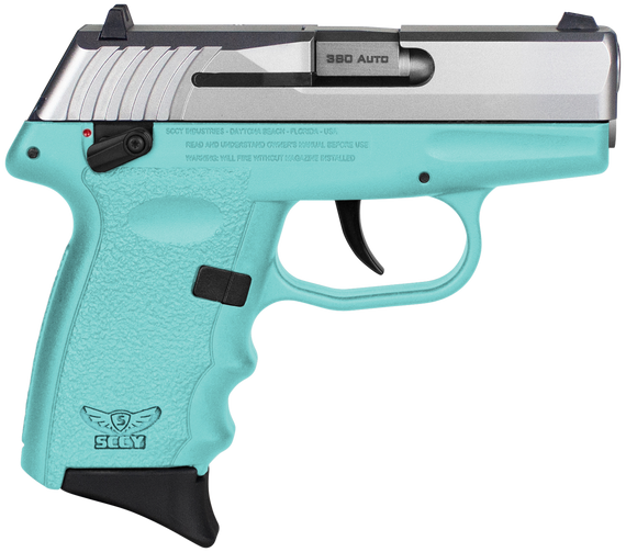 SCCY Industries CPX-4TTSB CPX-4  380 ACP 10+1 2.96" SCCY Blue Polymer Serrated SS Slide Finger Grooved SCCY Blue Polymer Grip 144585
