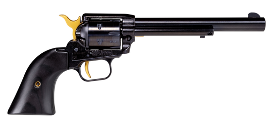 Heritage Mfg RR22B4GLD Rough Rider  22 LR 6 Shot 4.75" Black Oxide Barrel, Cylinder & Frame, Black Laminate Wood Grips Features Gold Accents 144436