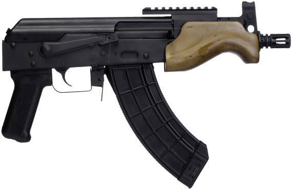 Century Arms HG7596N Draco Micro 7.62x39mm 30+1 6.25" Black Threaded Barrel, Black Anodized Picatinny Rail Receiver, Black Polymer Grip, Wood Furniture 178219