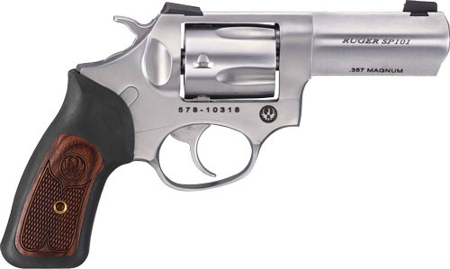 RUGER SP101 357 MAGNUM 3"FS SS RUBBER/WOOD WILEY CLAPP G15710